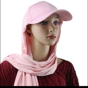 Sports Jersey Hijab/Scarf Attached With Baseball Cap Excellent for Summer- Pink
